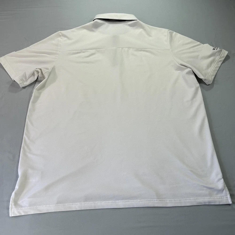Adidas‎ Winchester CC Polo Golf Shirt Mens 2XL White Stripe Performance Stretch